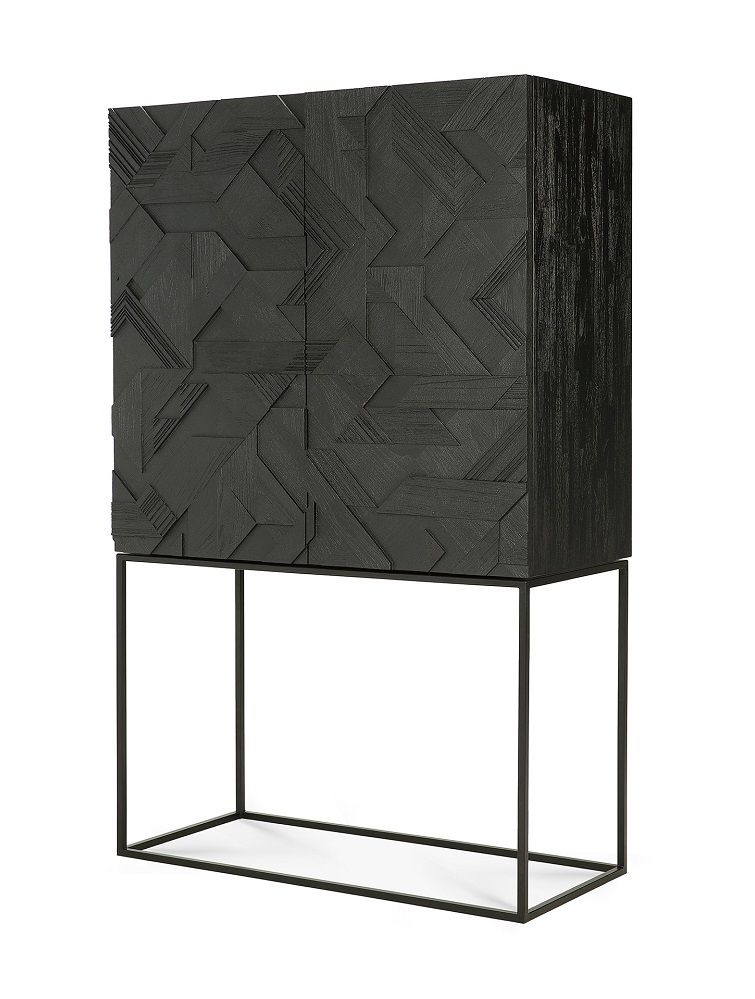 Graphic Cupboard 2 Doors Teak Black Ethnicraft