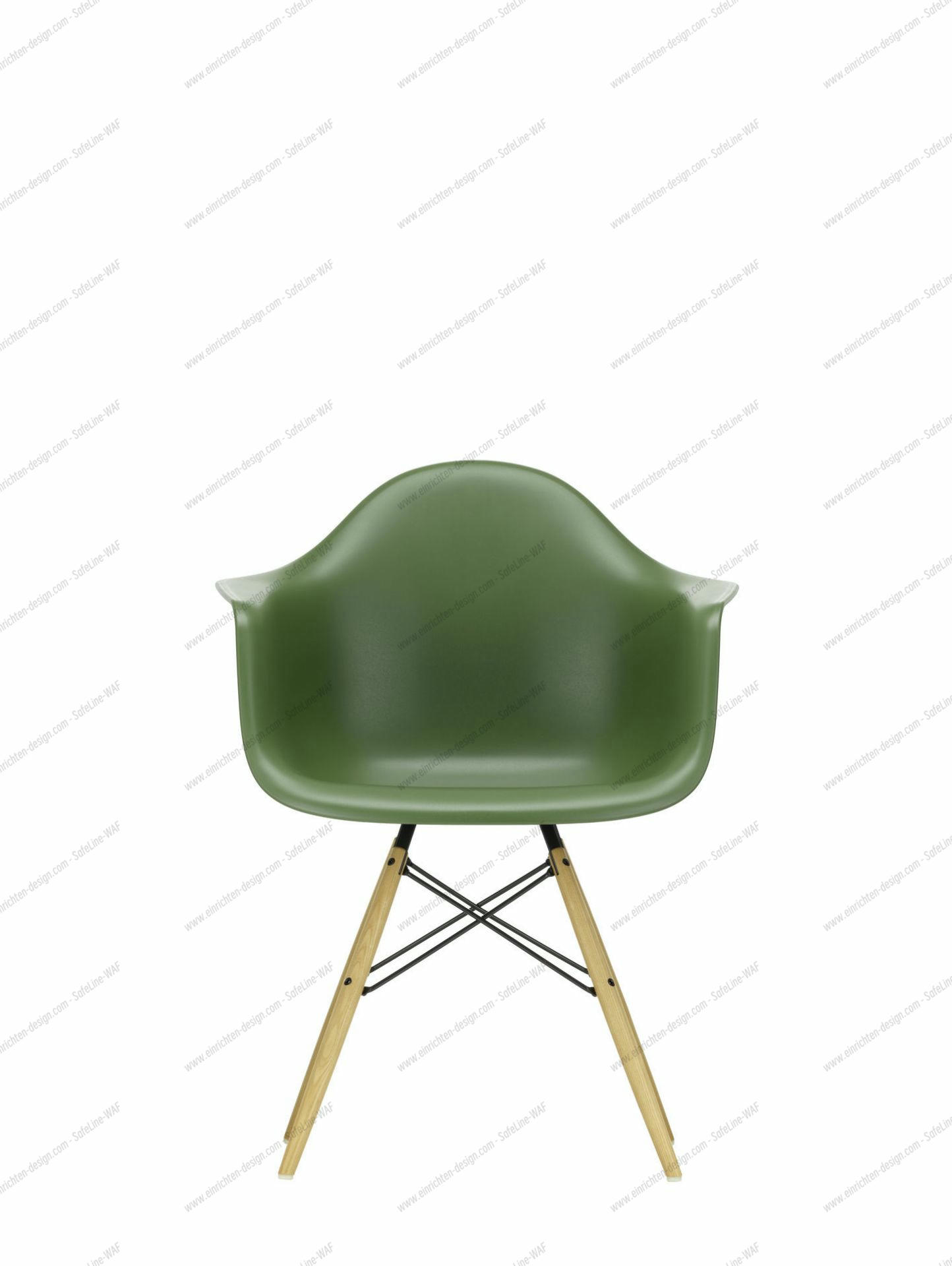 Eames Plastic Arm Chair DAW Chair Vitra Maple yellowish - Poppy red