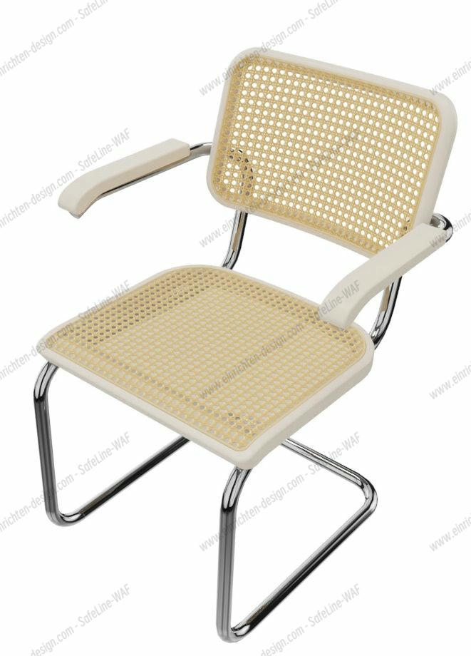 S 64 V tubular steel classic cantilever chair CHROME / BEECH WHITE GLAZED Thonet SINGLE PIECES