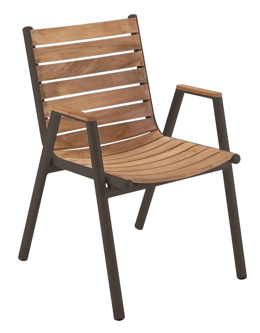 Pilotis armchair with armrests teak outdoor Fermob