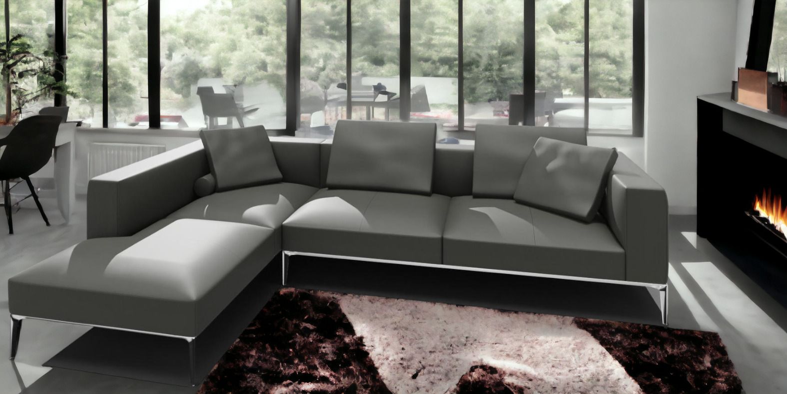 Jaan Living 3 Seater Sofa with 2 Back Cushions, 2 Comfort Cushions & 2 Comfort Castors Combi A21 Walter Knoll Fabric Garbo Moonlight
