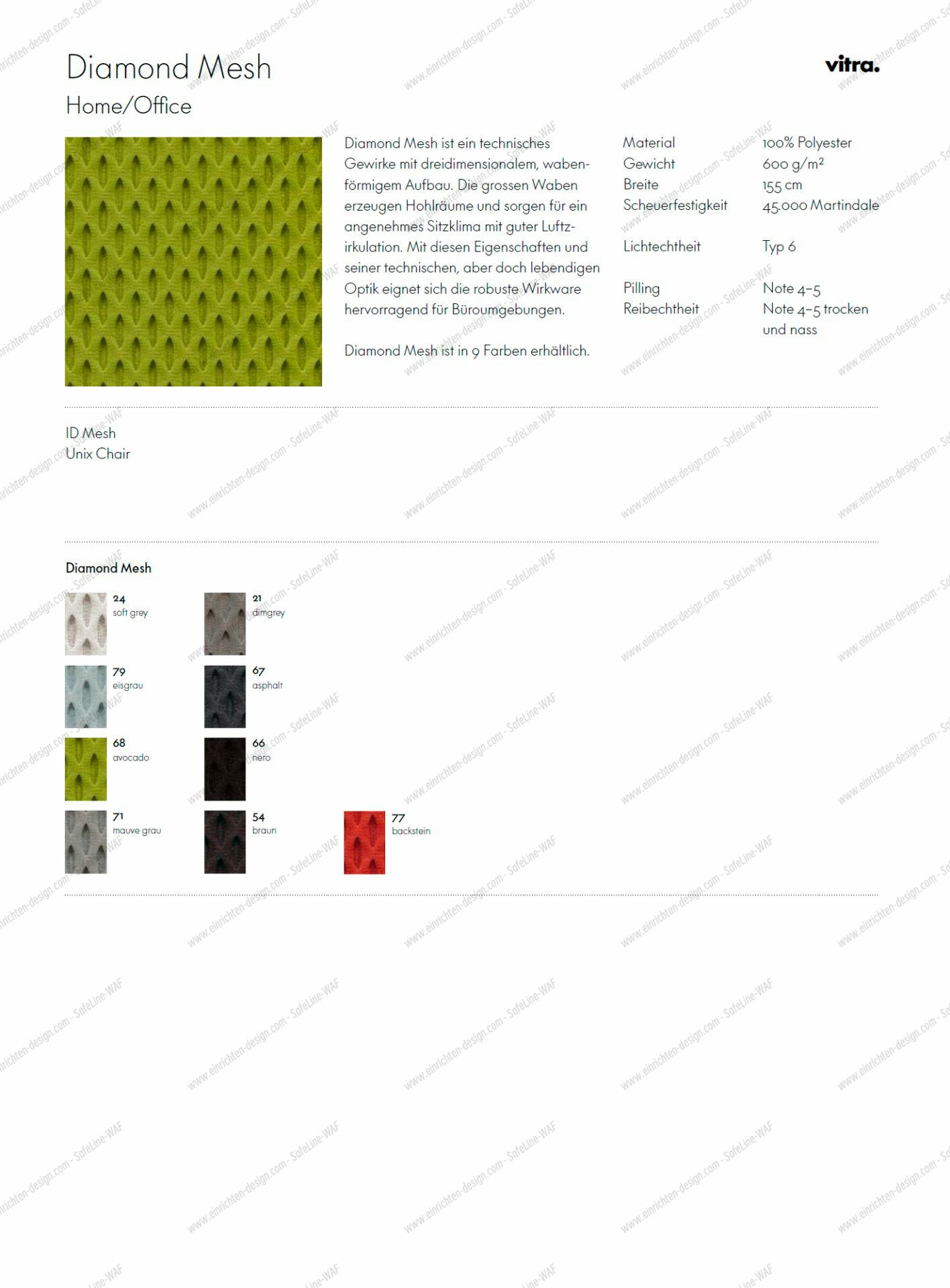 Sample card Diamond Mesh Vitra