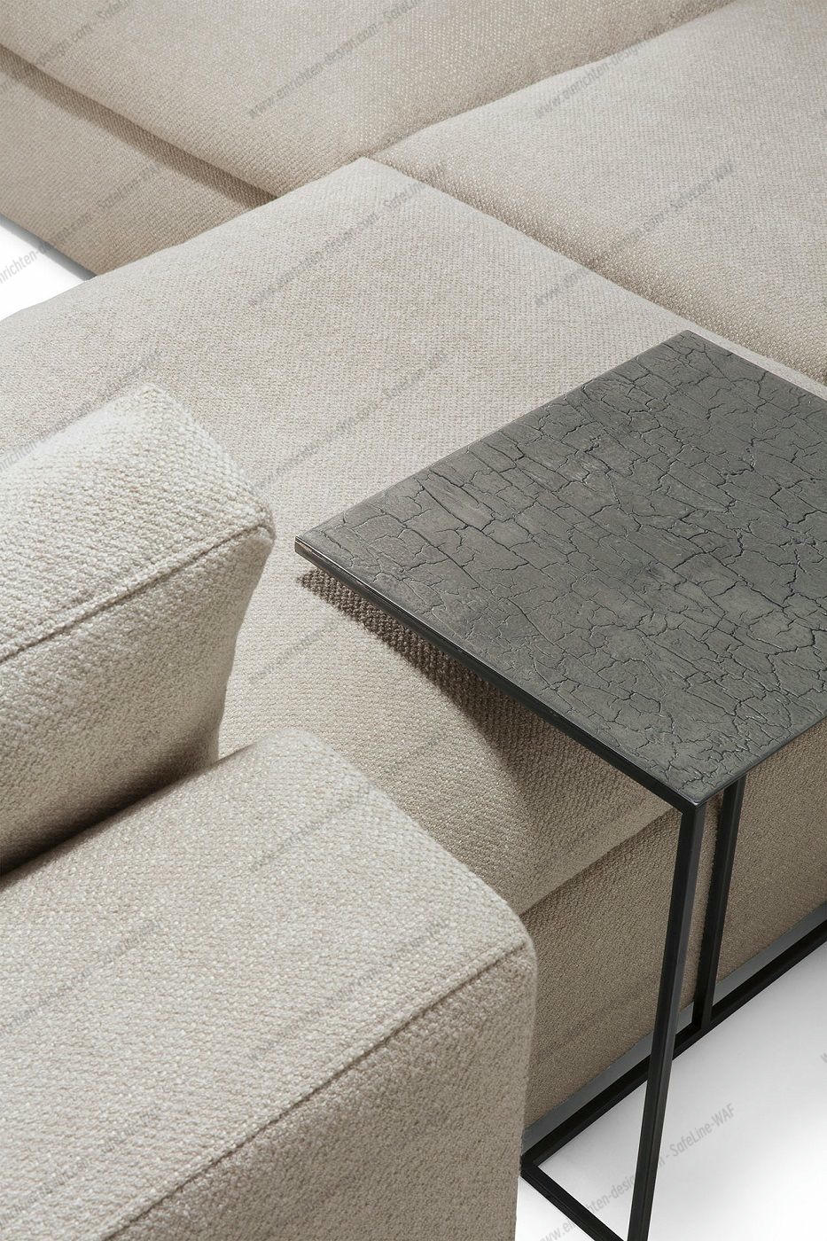 Mellow Upholstered Stool Ivory Fabric Ethnicraft 