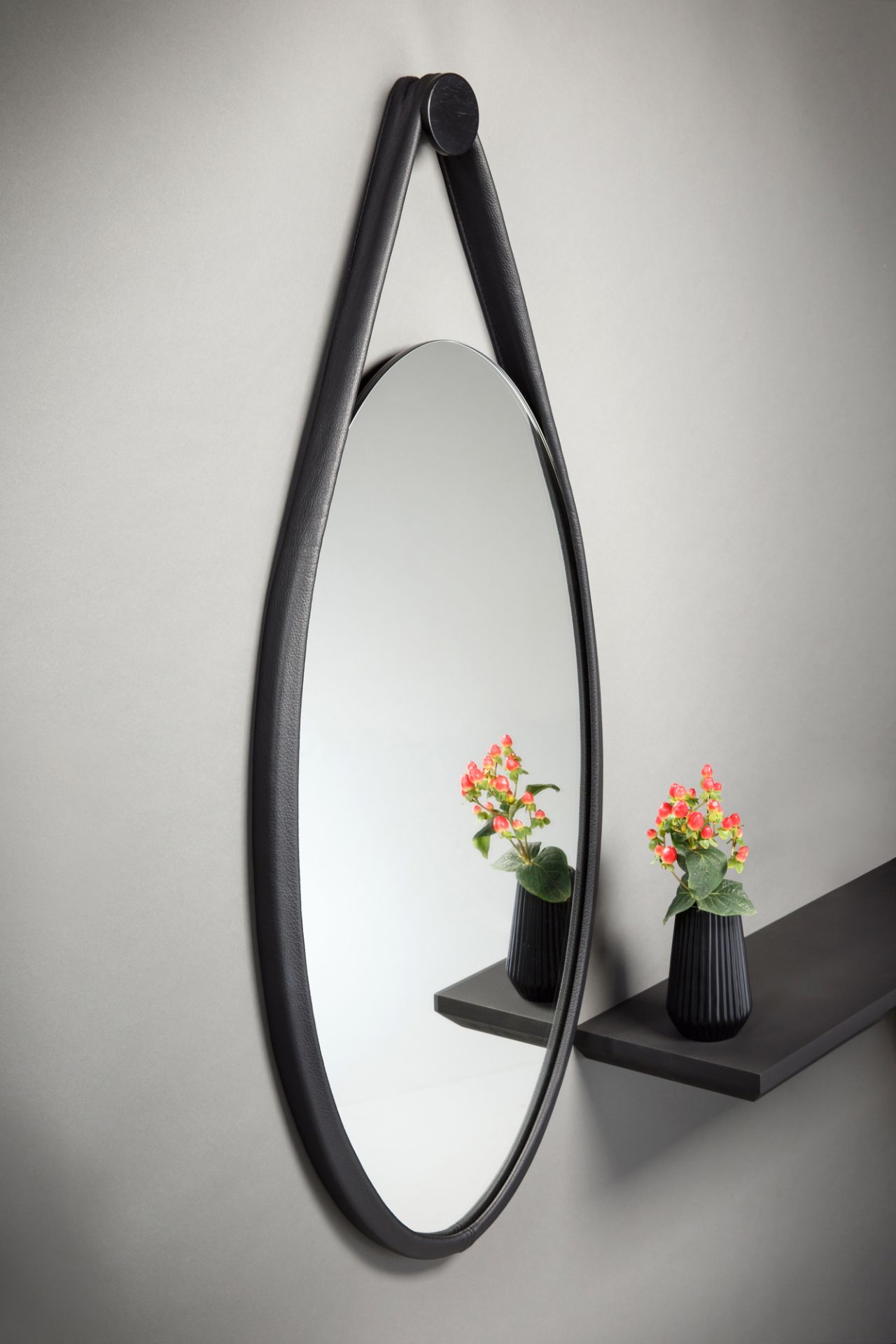 Hide Wall Mirror Black Stained Oak Favius