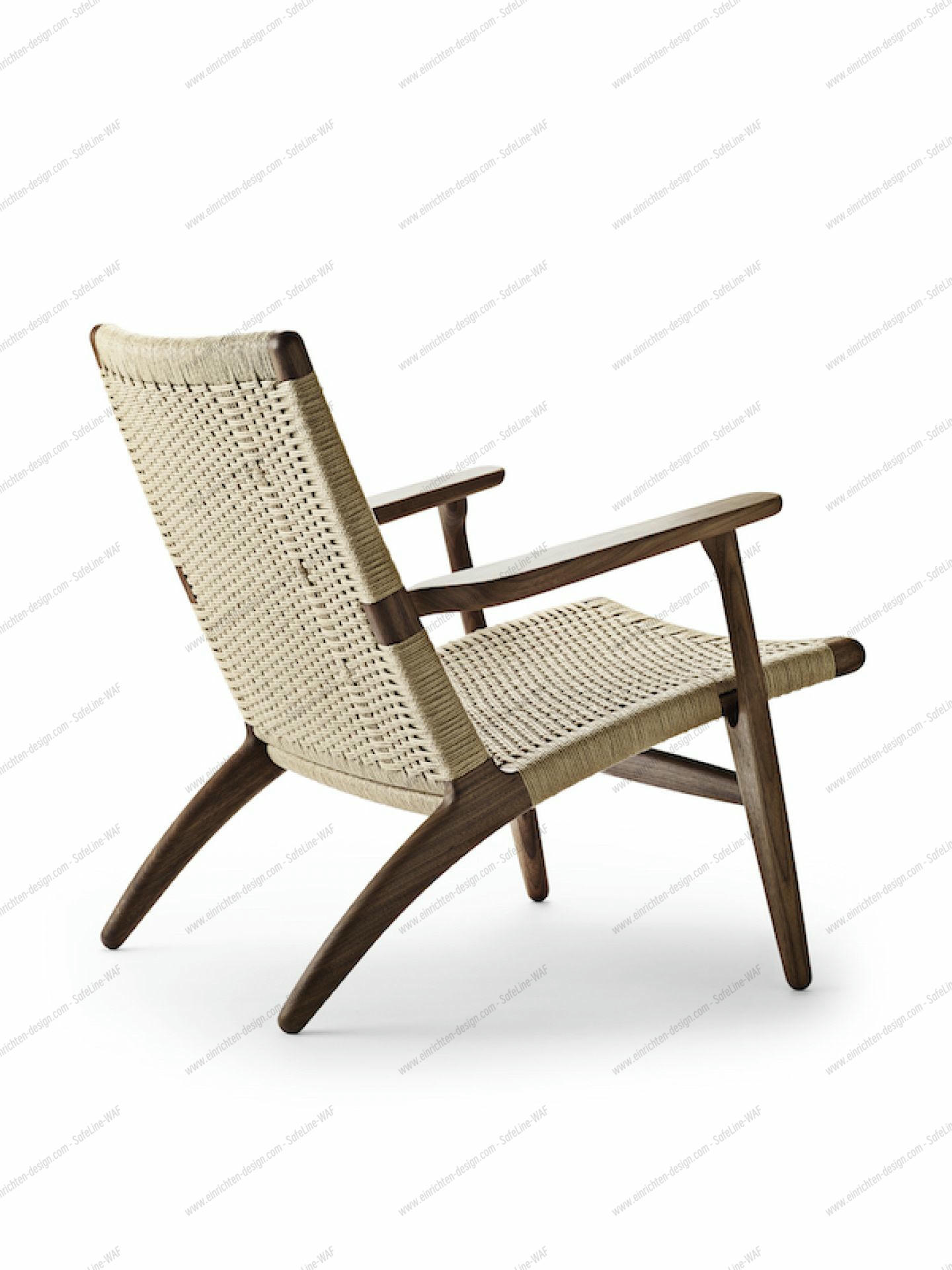 CH25 Lounge Sessel von Carl Hansen & Søn, Walnuss geölt, mit Papierkordel-Sitzfläche.