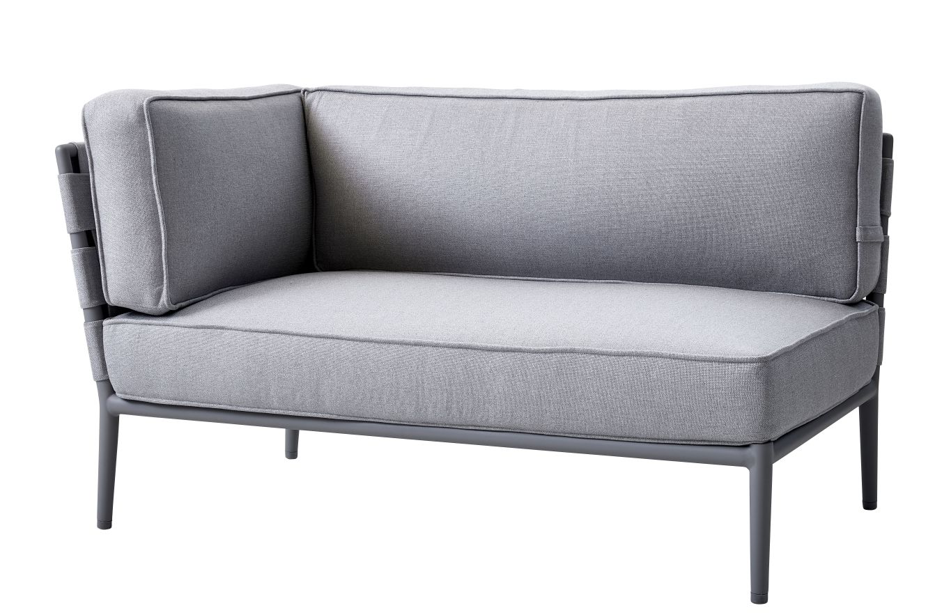 Conic Outdoor 2-seater modular sofa right Cane-Line Light grey