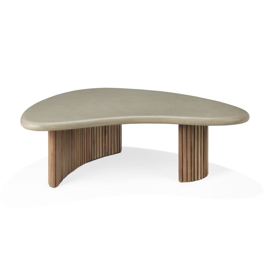 Boomerang coffee table outdoor concrete/teak Ethnicraft