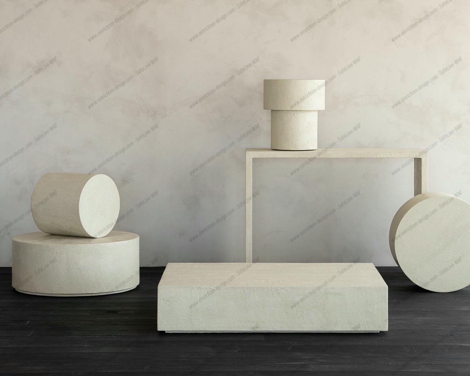 Elements Coffee Table Microcement Off White Mushroom Shape Ethnicraft 