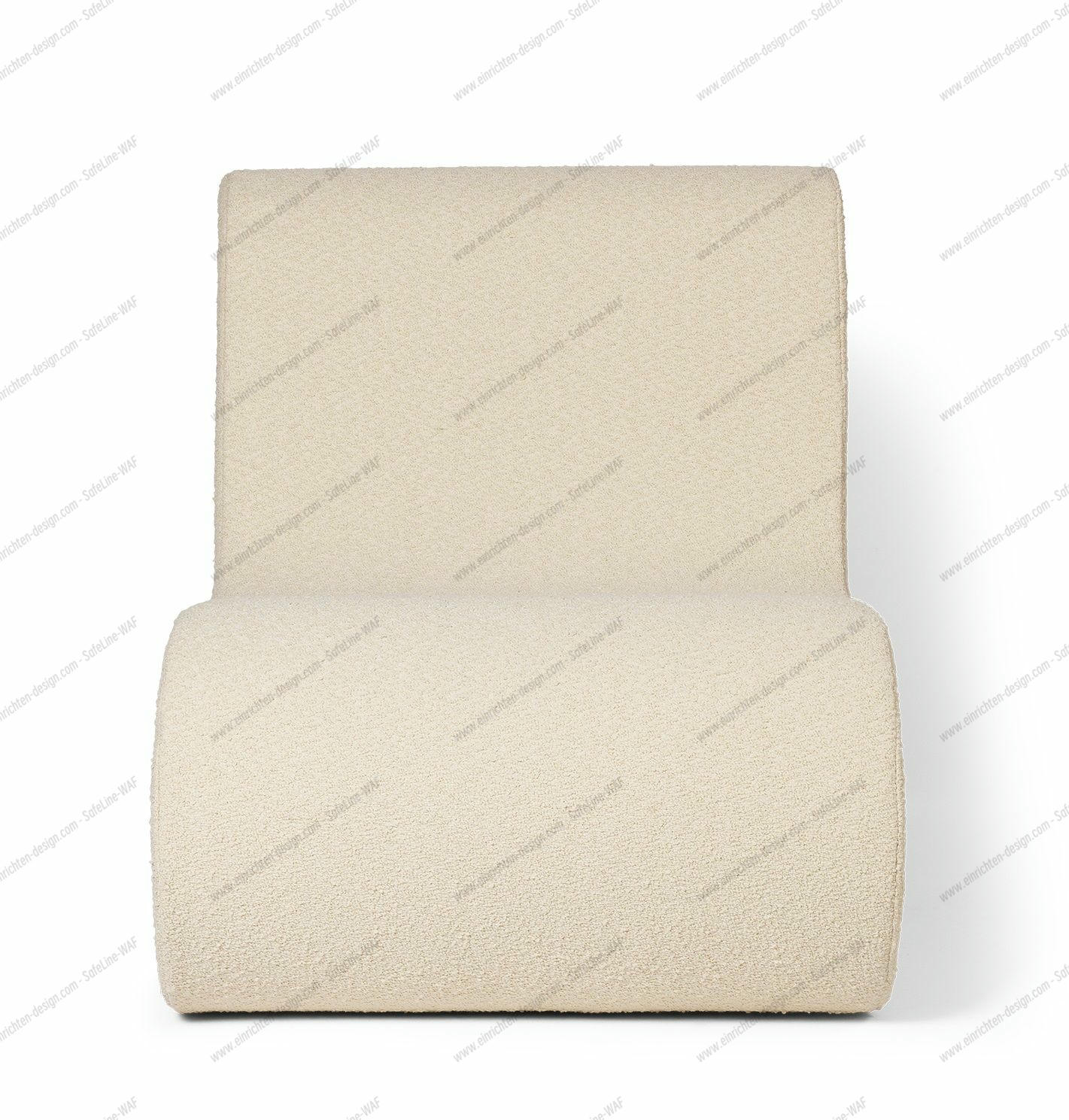 Draufsicht: Rouli Center Modul, Ferm Living Outdoor Sofa mit Bouclé-Bezug in Creme.