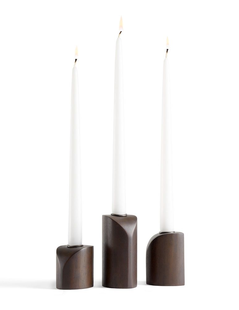 PI Candlestick Set of 3 Mahogany Ethnicraft