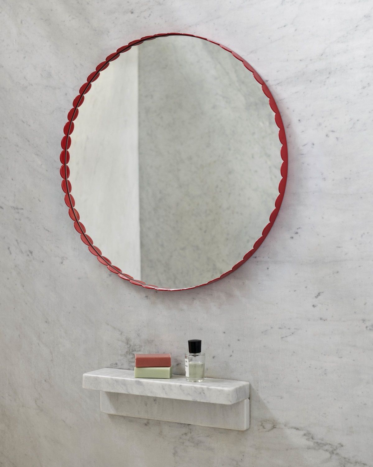 Arcs Mirror Round Red Hay