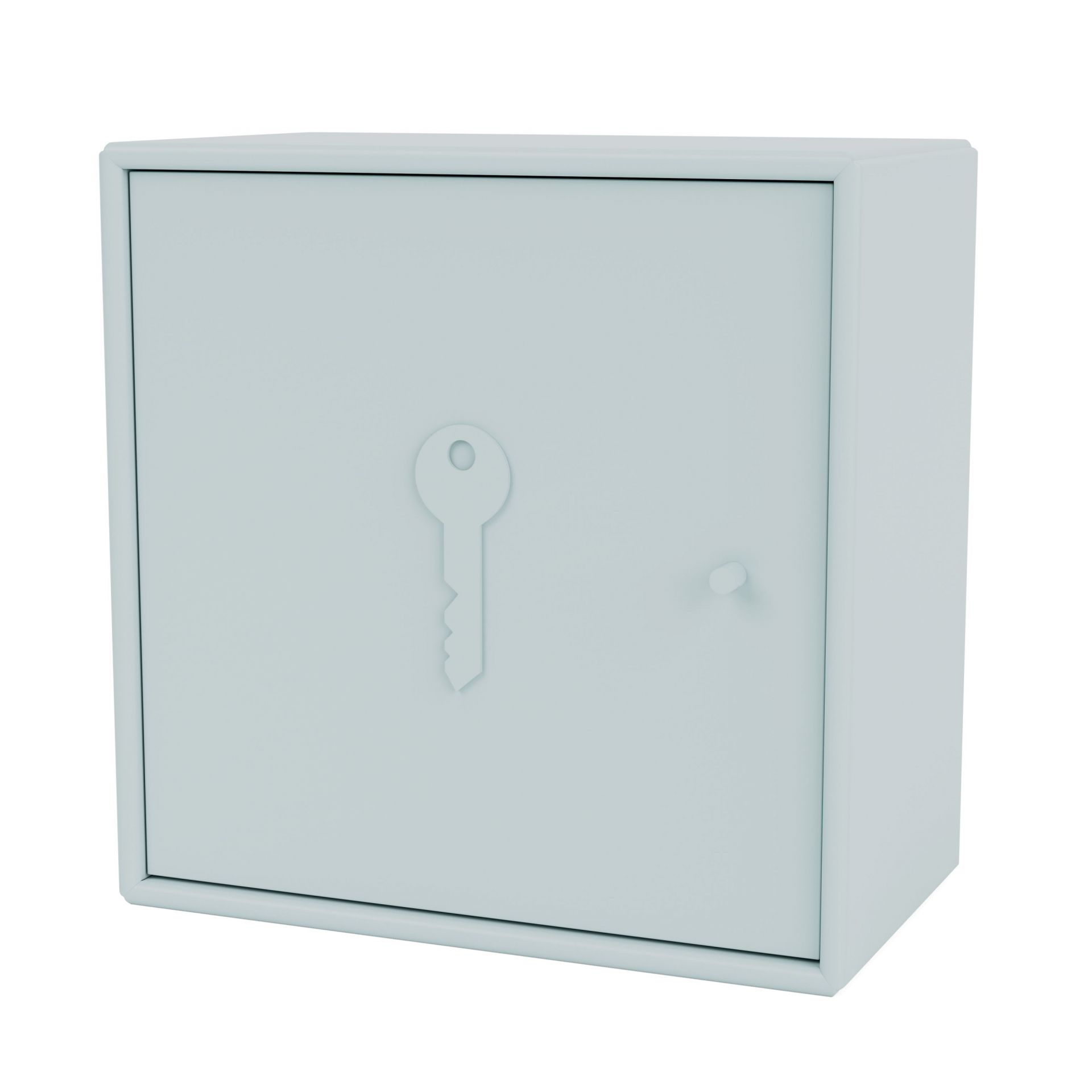 UNLOCK Schlüsselschrank Flint Montana, hellgrauer Metallschrank zur Schlüsselaufbewahrung mit Schlüssel-Symbol auf der Tür.