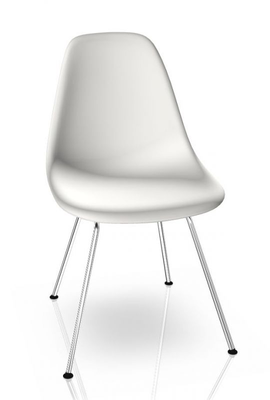Eames Plastic Side Chair DSX Chair Vitra Chrome - White