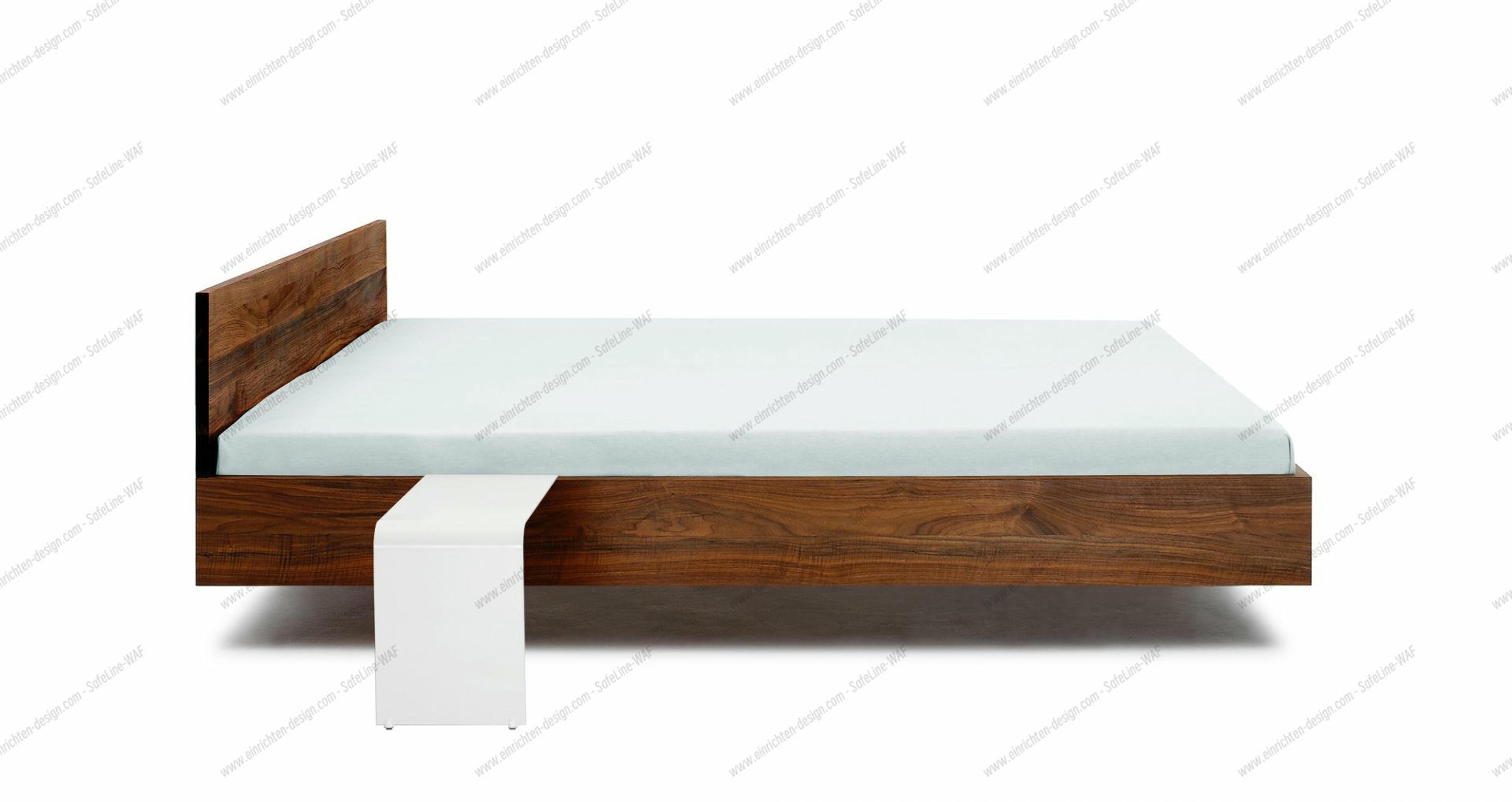 Holzbett mit amerikanischem Nussbaum Furnier und weißem Nachttisch, Simple HI 79 - 160.