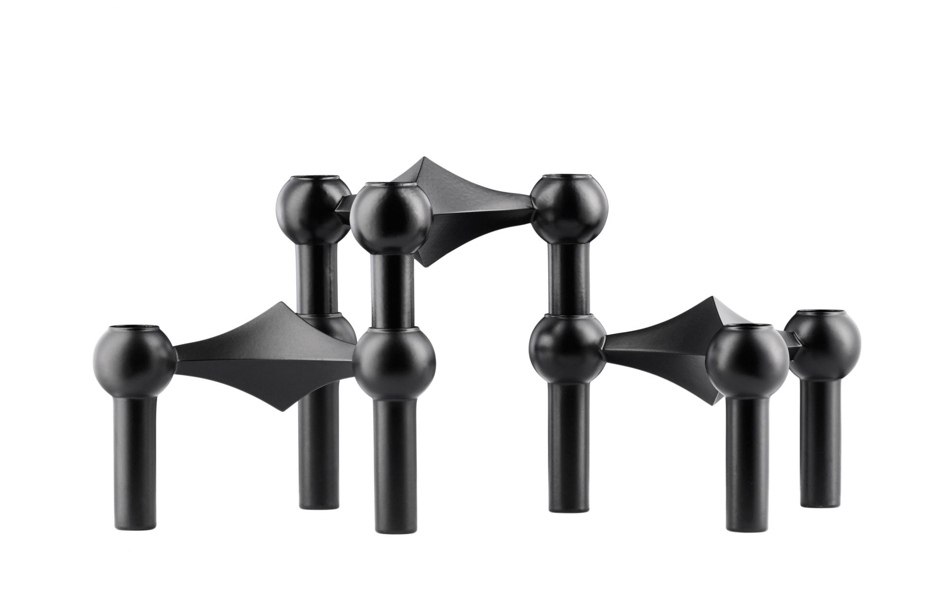 Candlestick set of 3 black Stoff Nagel