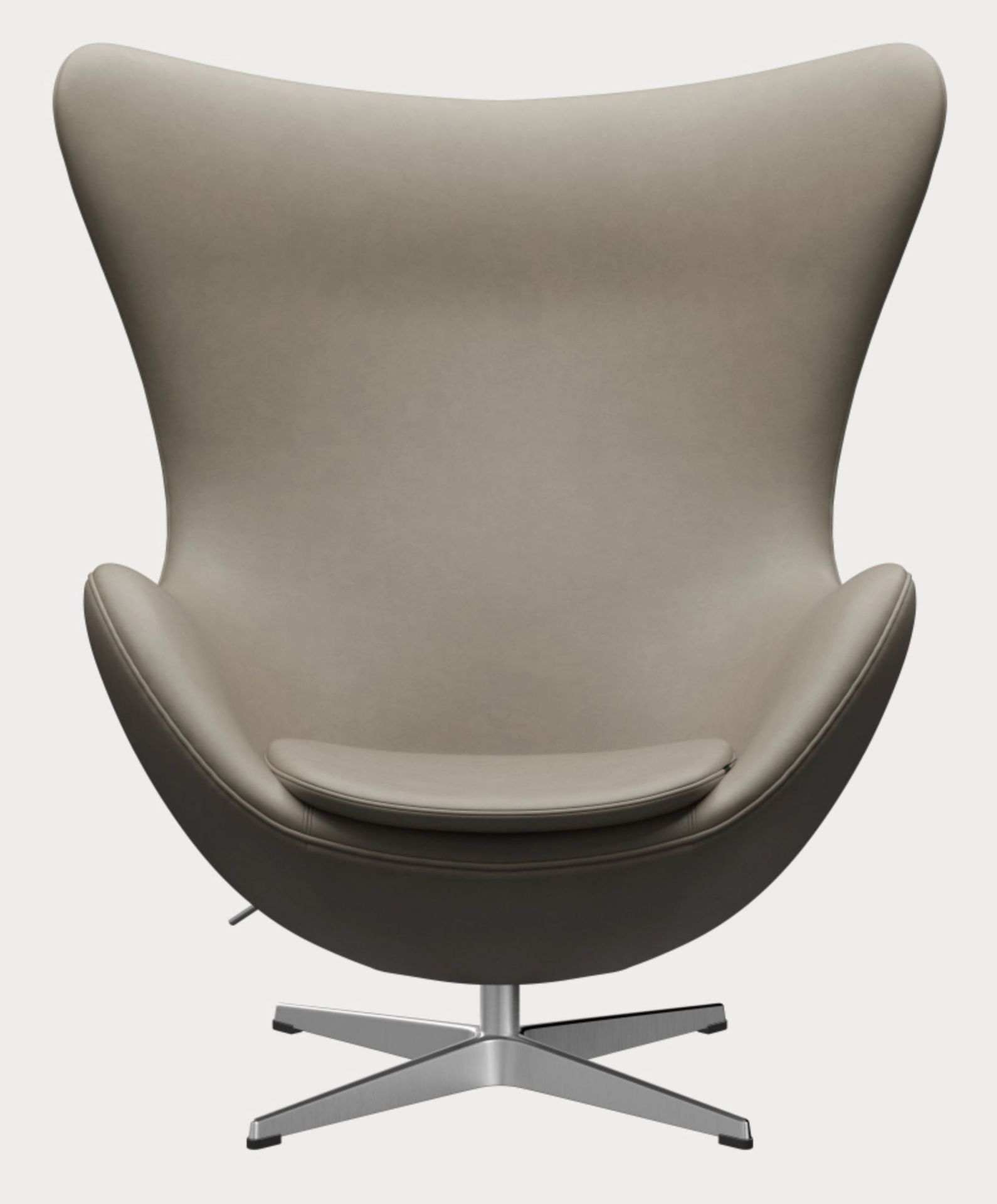 Egg Chair with Stool Action Model Essential Leather Light Grey Fritz Hansen