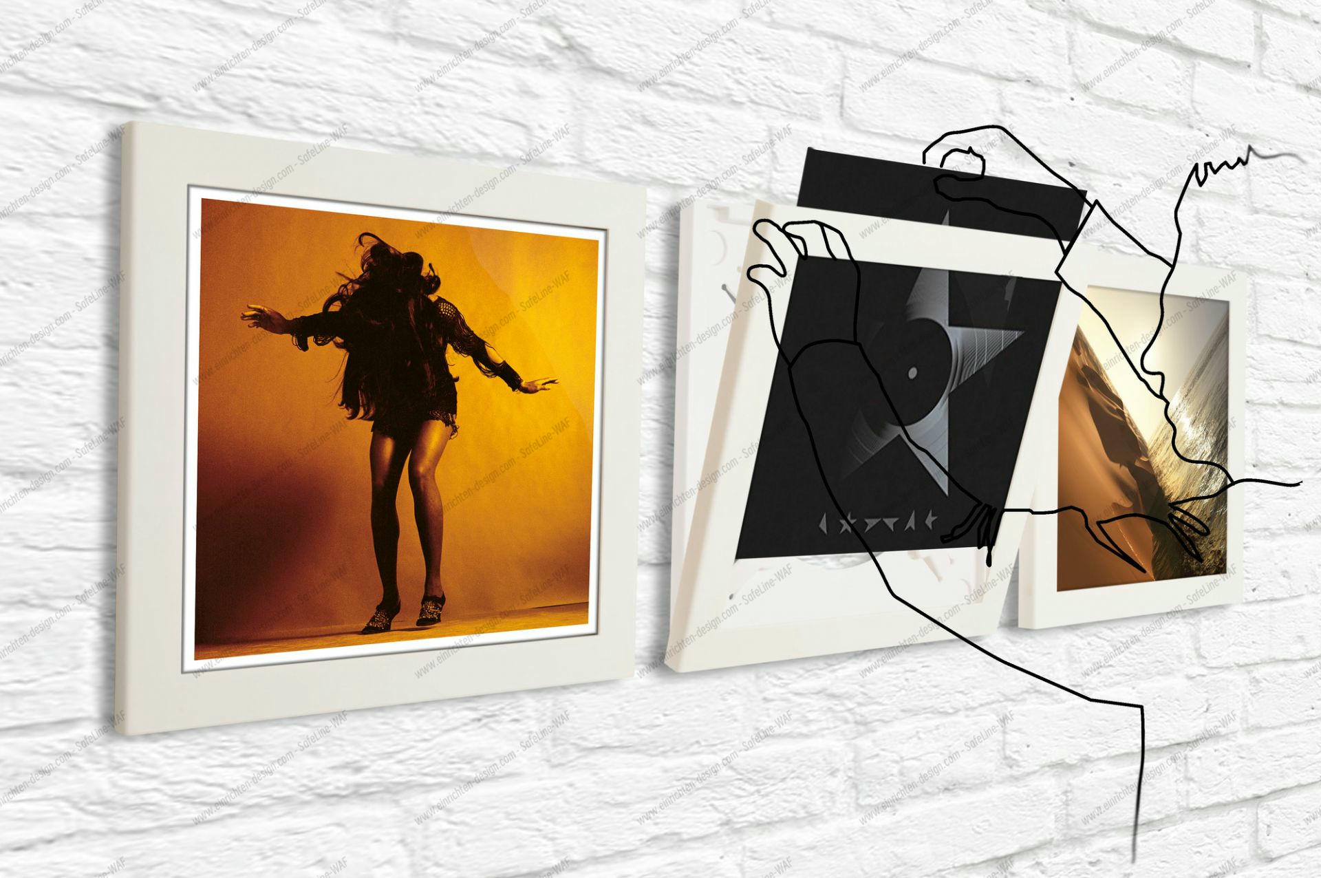 Art Vinyl record frame set of 3 Klein & More SINGLE PIECE