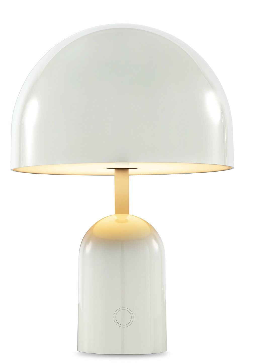 Bell Portable LED Table lamp Rechargeable lamp / Table lamp Tom Dixon Light grey Nahaufnahme der Bell Portable LED Tischleuchte von Tom Dixon in Hellgrau.