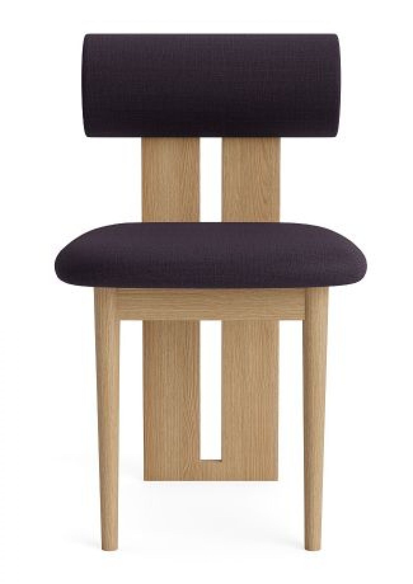 Hippo Stuhl aus Eiche Natur mit lila Kvadrat Canvas Bezug, moderne Sitzmöbel.