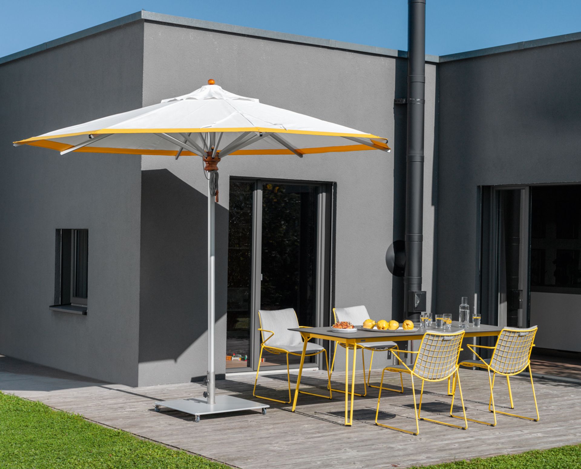 Aluminium Parasol Round Yellow Weishäupl