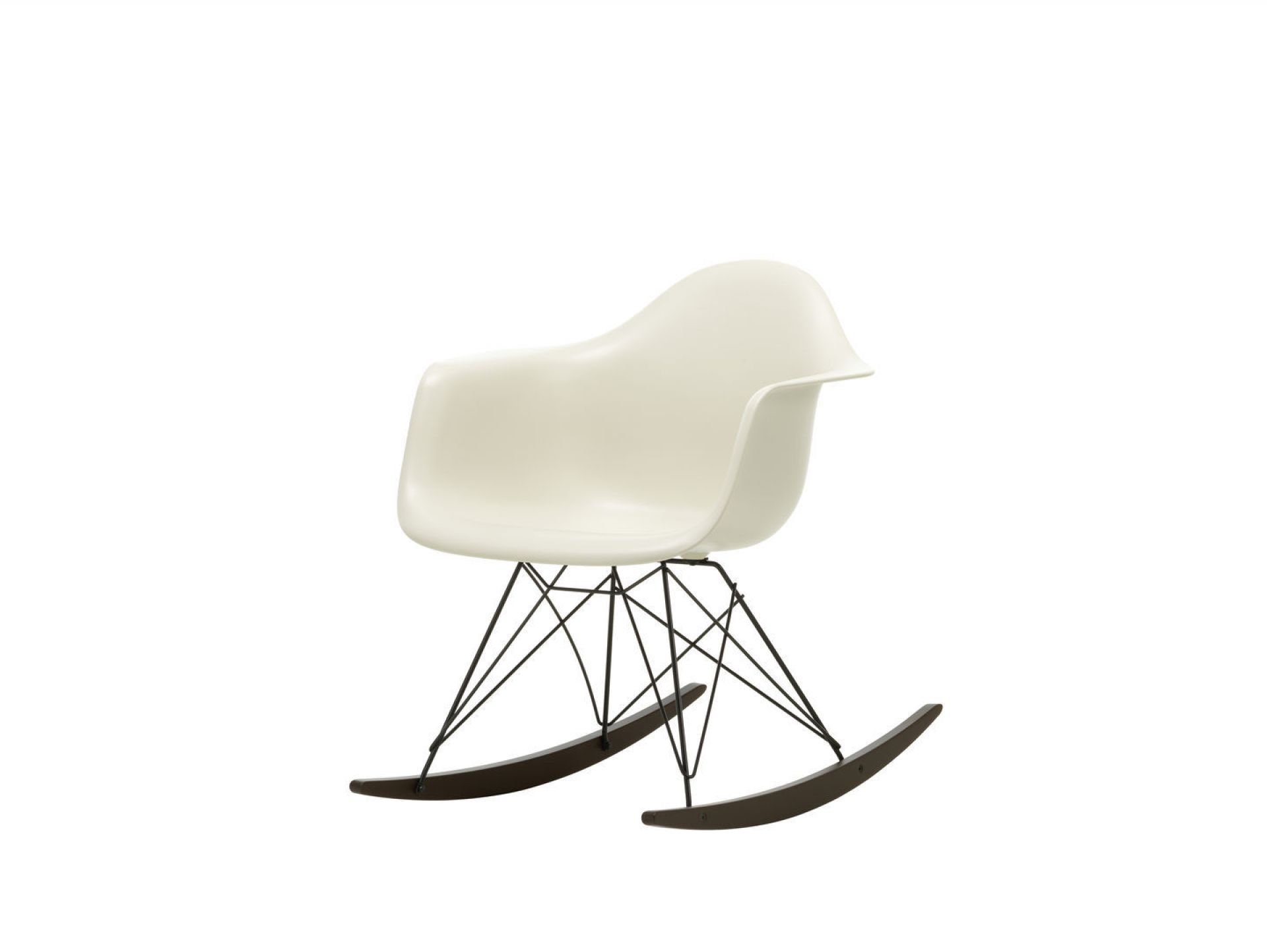 Eames Plastic Arm Chair RAR Rocking Chair Vitra Maple dark - Chrome - White