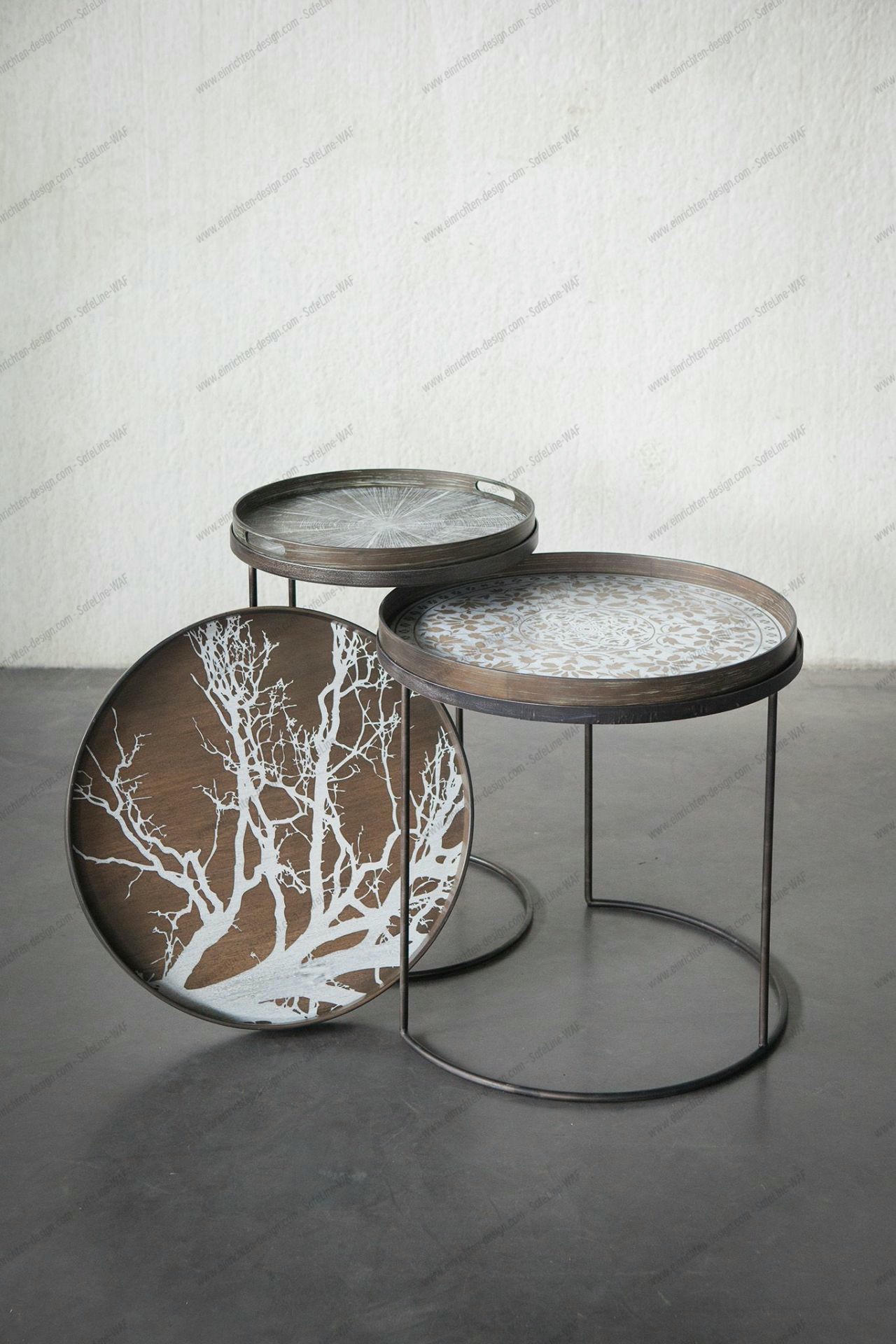 Side Table Set of 2 Black Round S/L Ethnicraft 