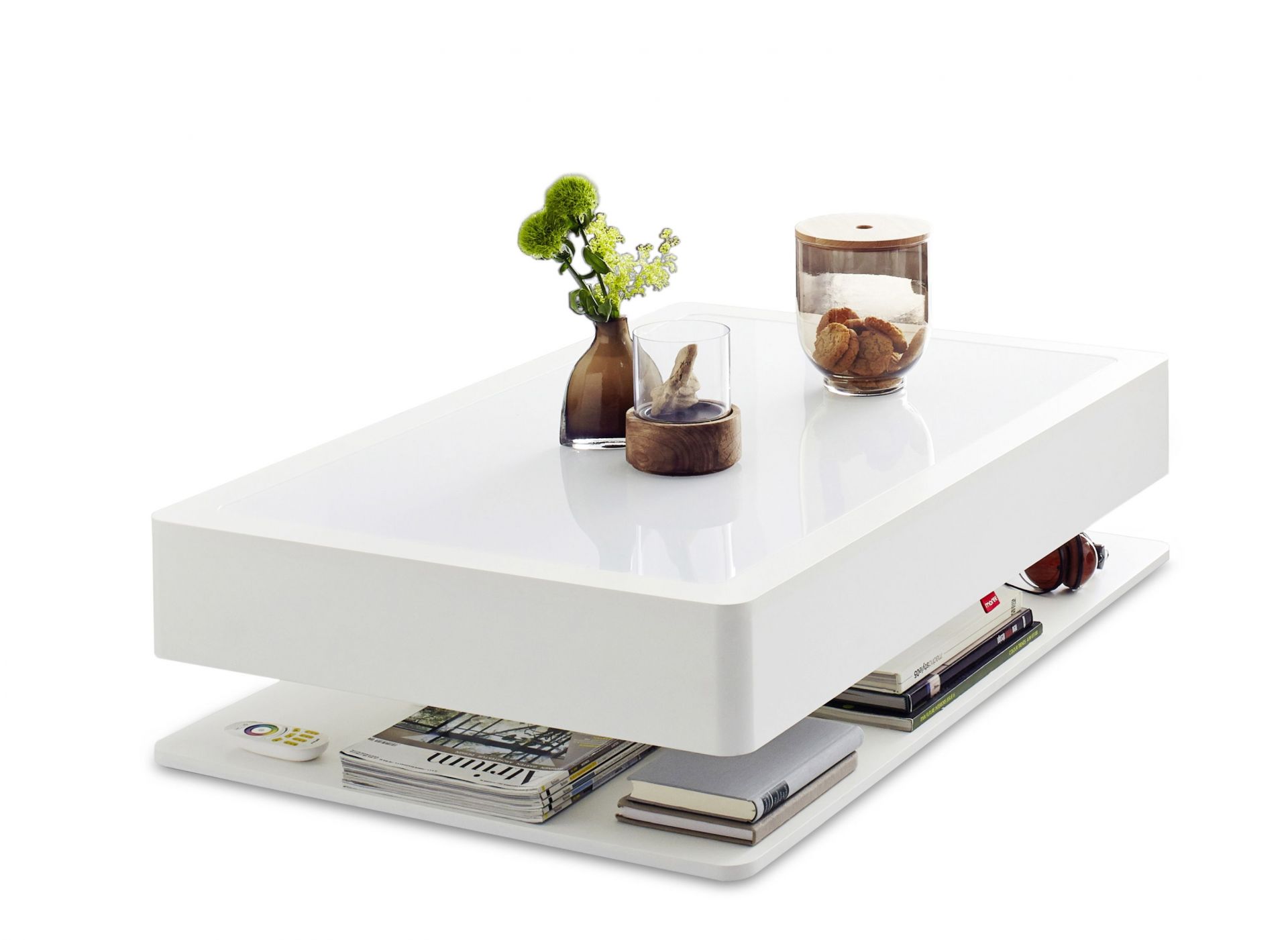 ORA HOME COFFEE TABLE: LED FURNITURE WITH STYLISH STORAGE SPACE - MOREE