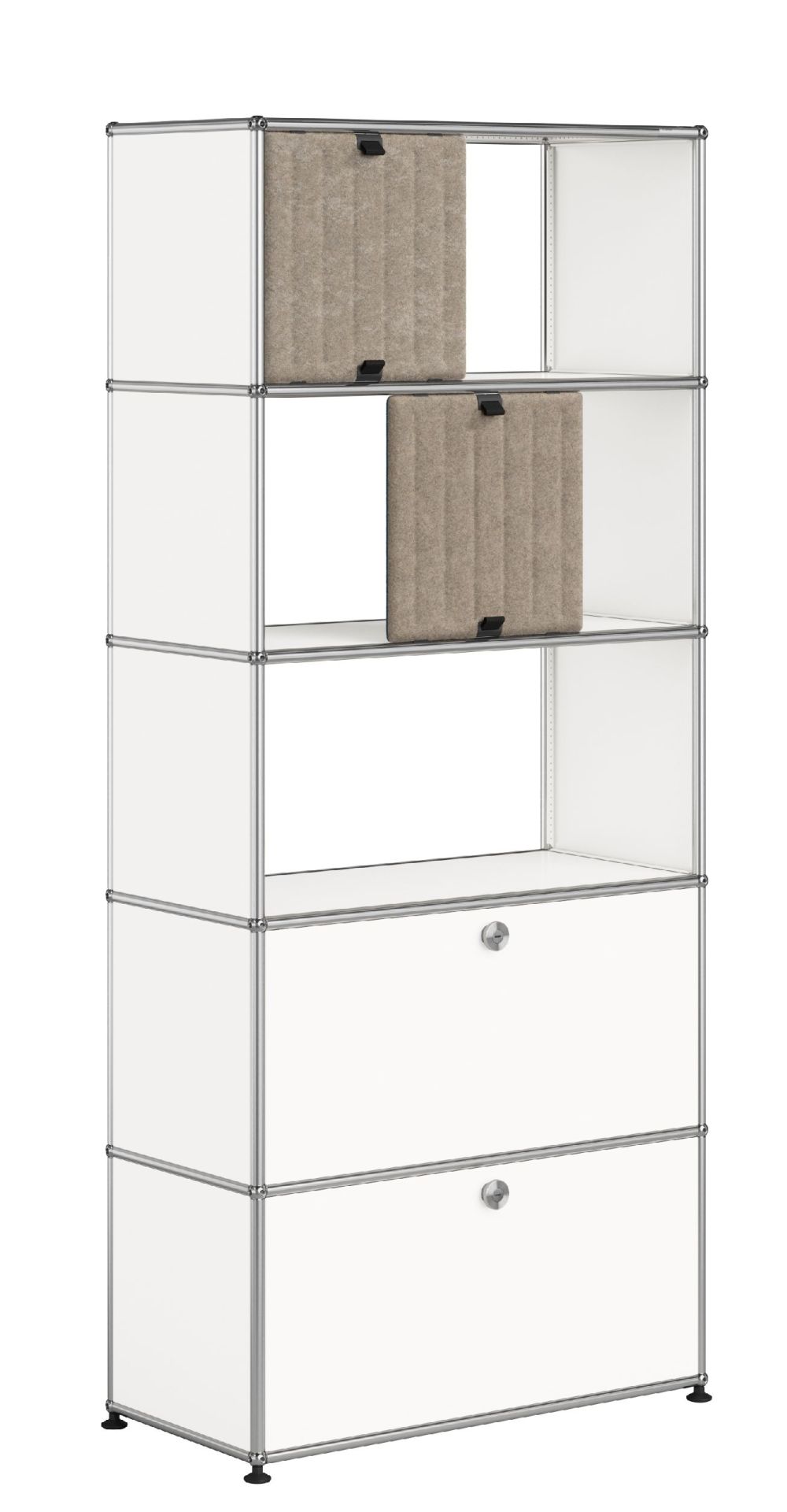 USM Haller shelving unit with Soft Panels M69 Pure White-Taupe