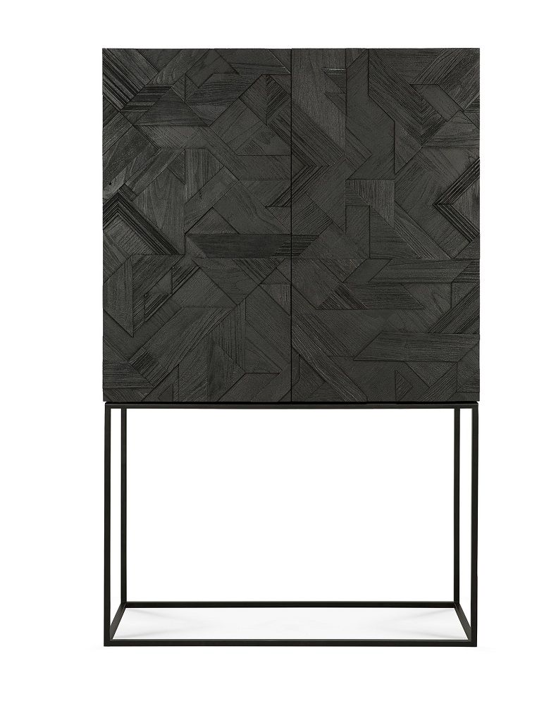 Graphic Cupboard 2 Doors Teak Black Ethnicraft