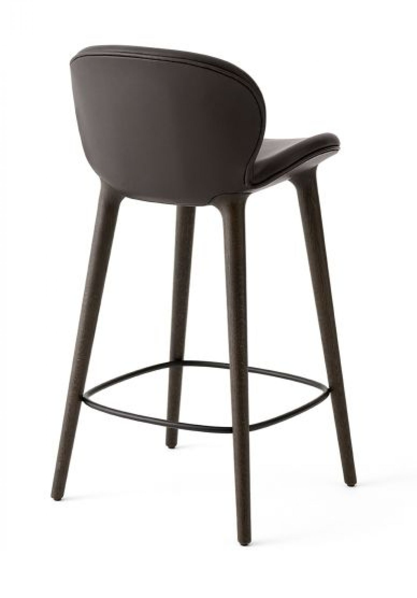 Lodge counter stool dark oak / leather dark brown Vipp