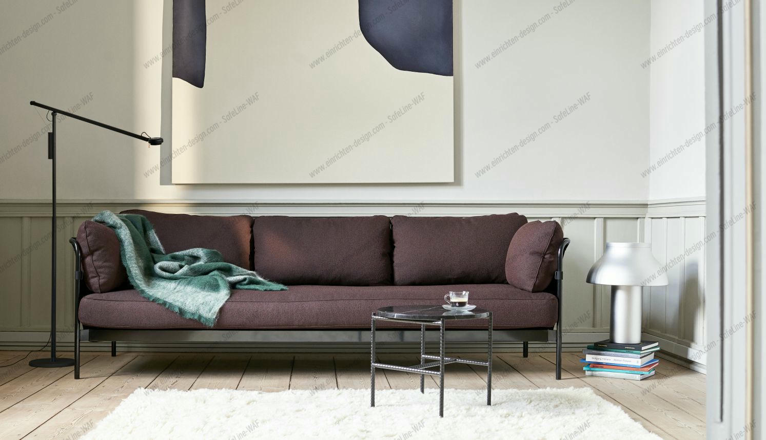 Can 3-seater sofa Hay frame chrome / canvas black / Steelcut 0975