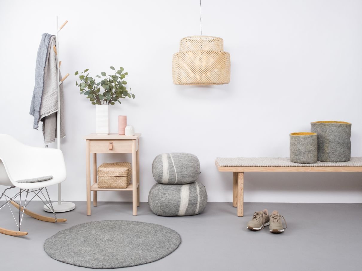 Mono Round Felt Rug Ø 160 cm myfelt Carl (mottled grey)