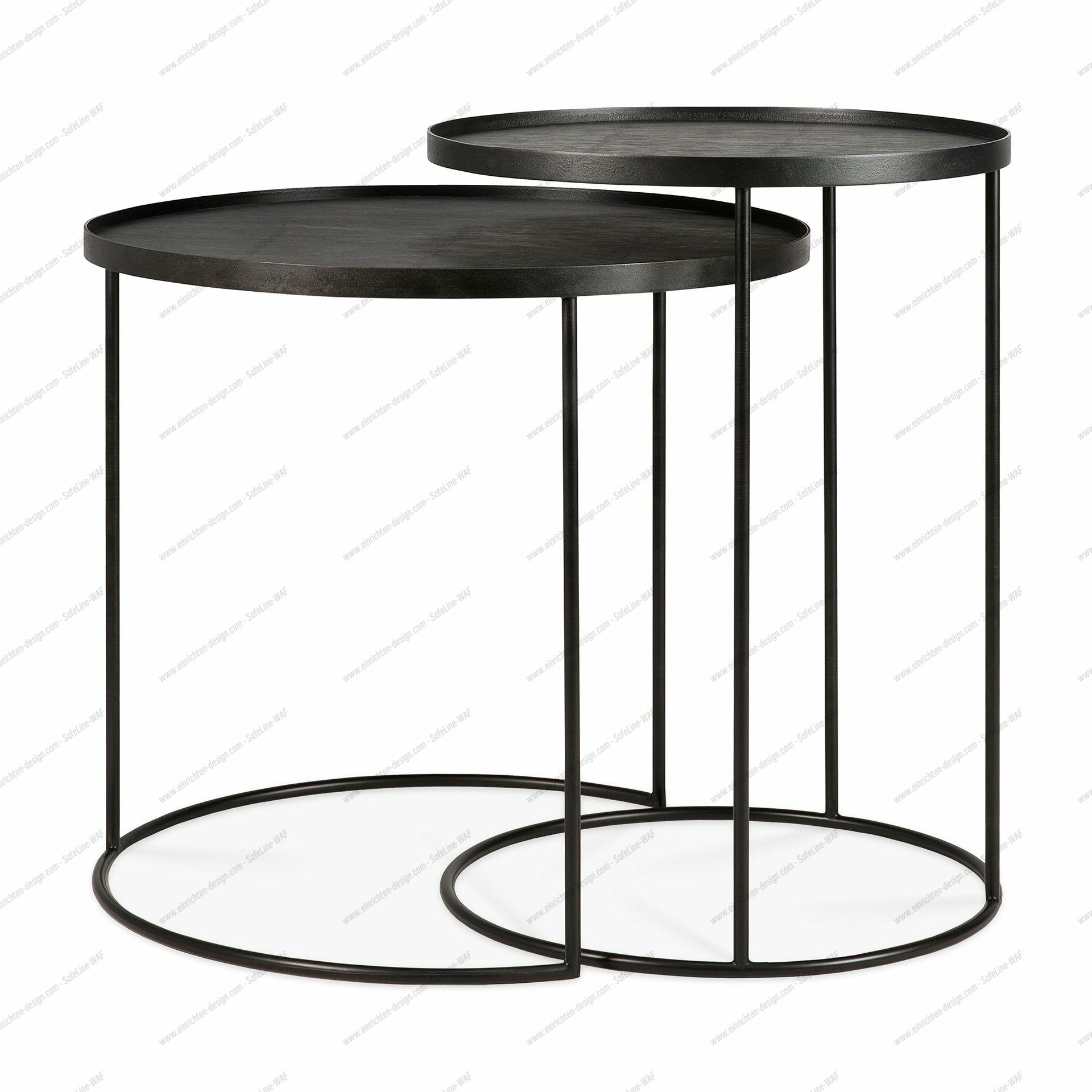 Side Table Set of 2 Black Round S/L Ethnicraft 