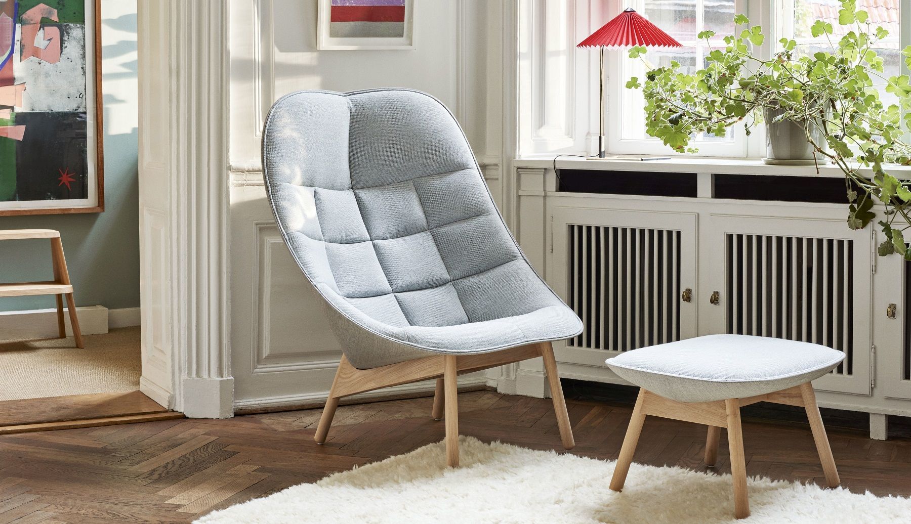 Uchiwa Ottoman Stool Hay