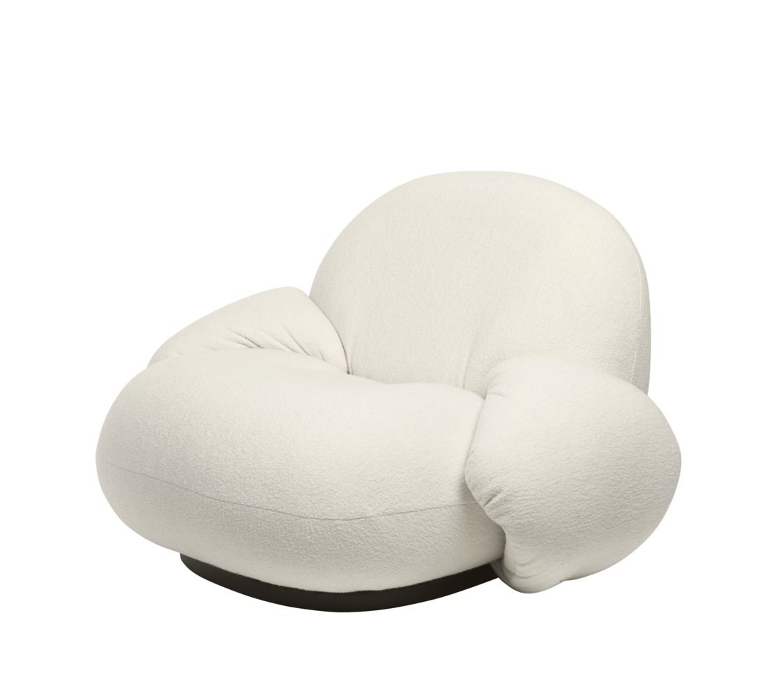 Pacha Lounge Chair Armchair Gubi Harp 24 Ivory Black Without swivel base GUBI 10076907