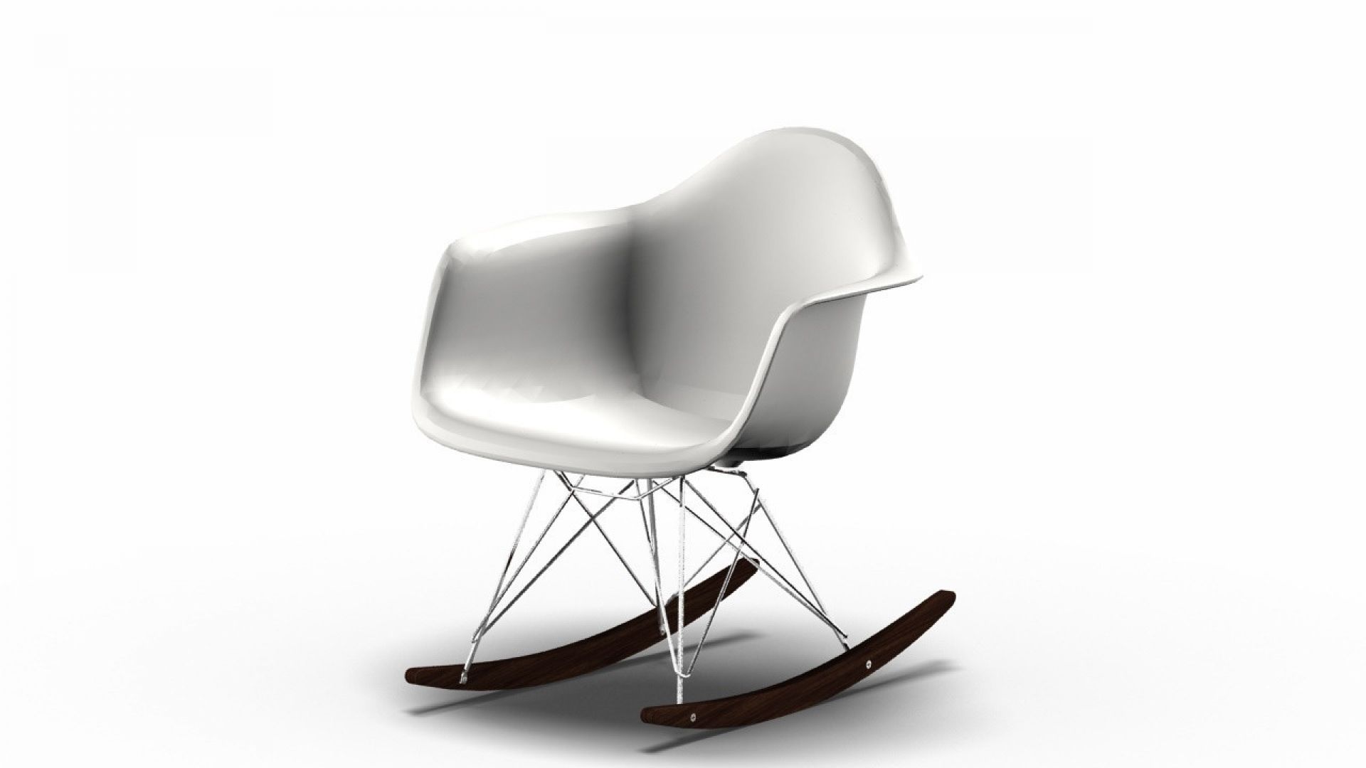 Eames Plastic Arm Chair RAR Rocking Chair Vitra Maple dark - Chrome - White