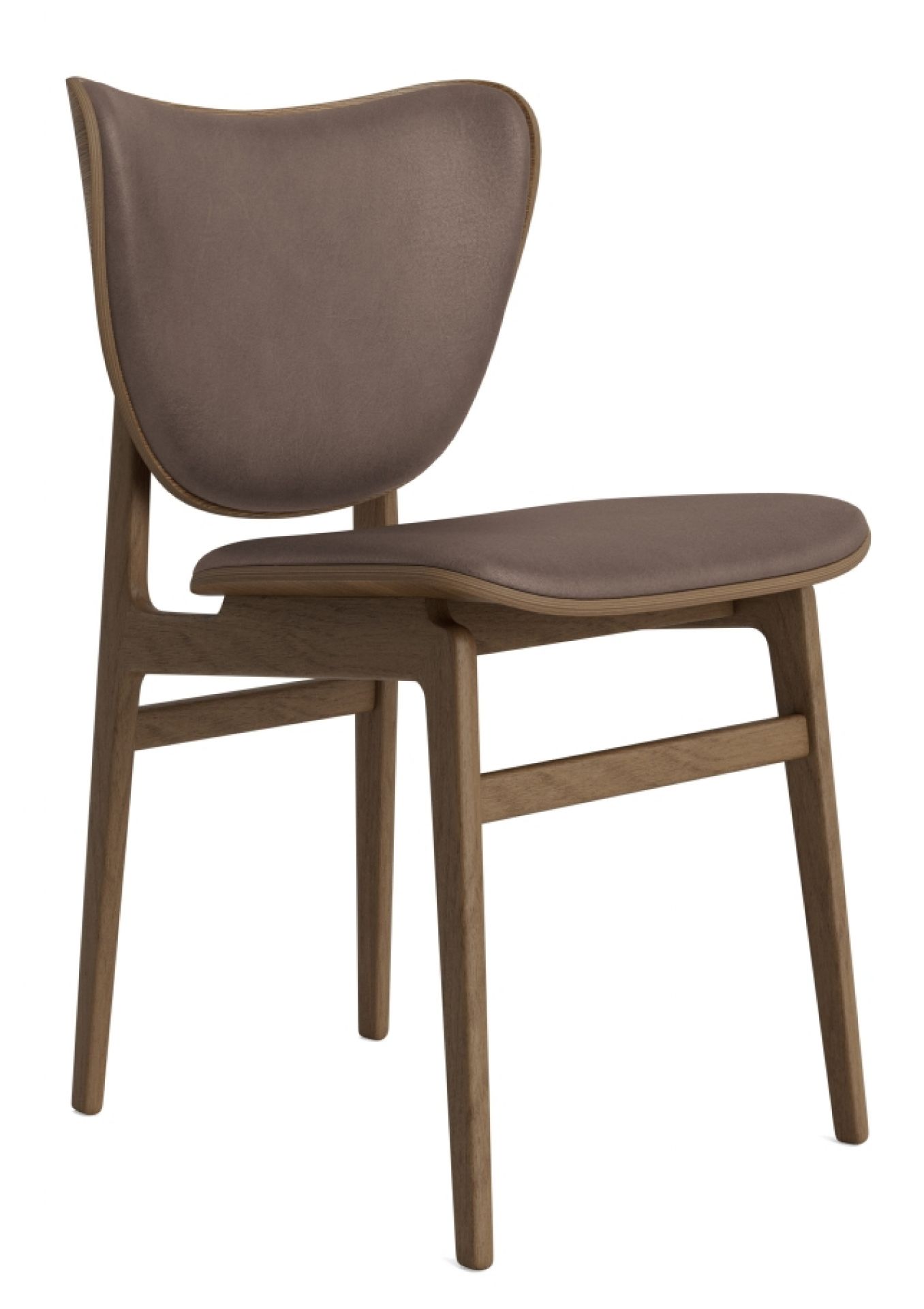Norr11 Elephant Dining Chair: Dunkelbrauner Lederstuhl mit Eichengestell für Esszimmer und Wohnbereich.