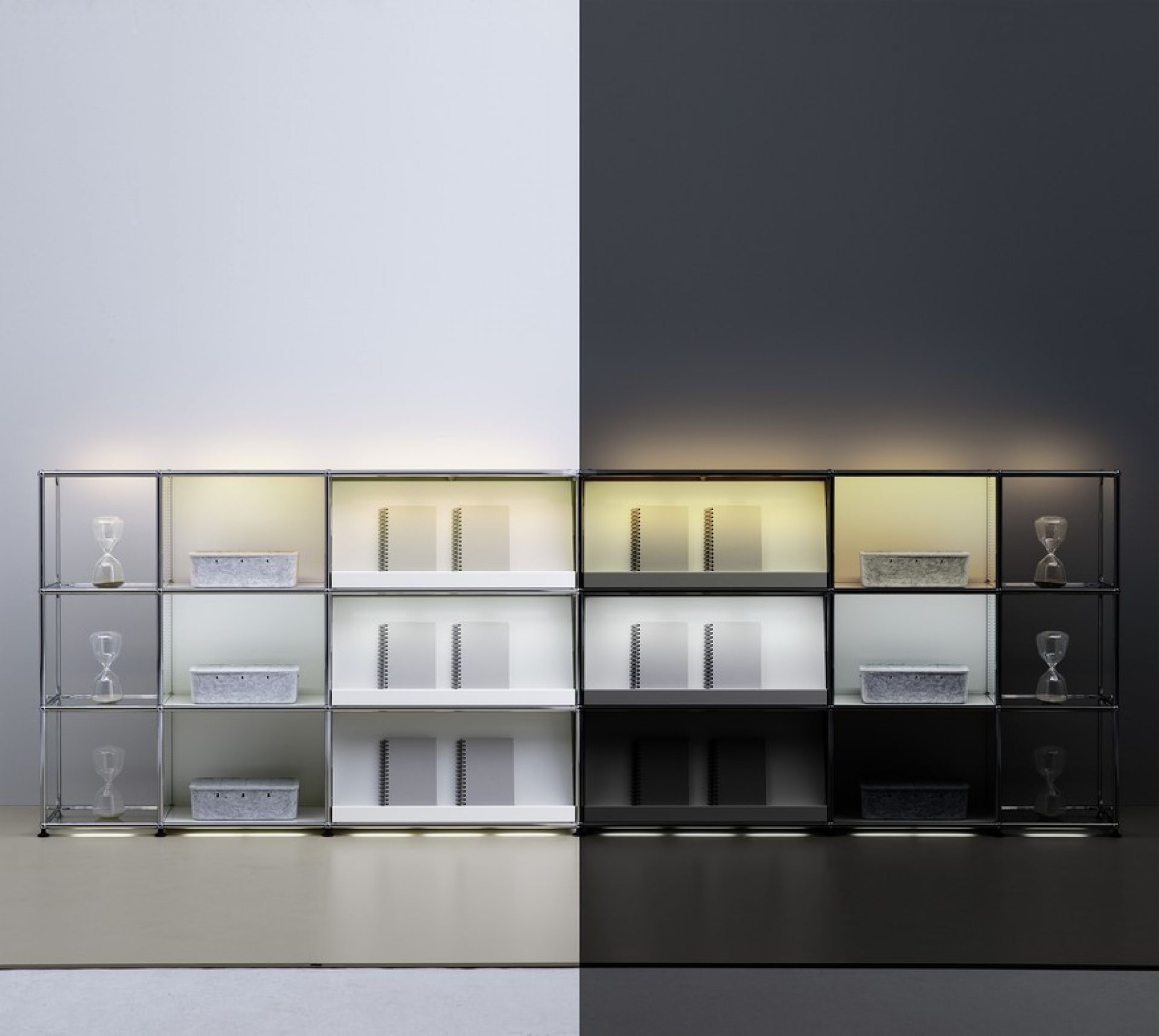 E bedside table with dimmable light USM Haller 