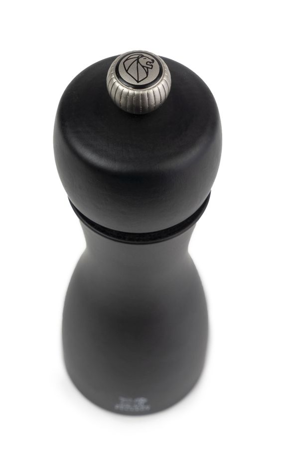 Schwarze Peugeot Tahiti Duo Mühle für Salz und Pfeffer, Detailaufnahme von oben.