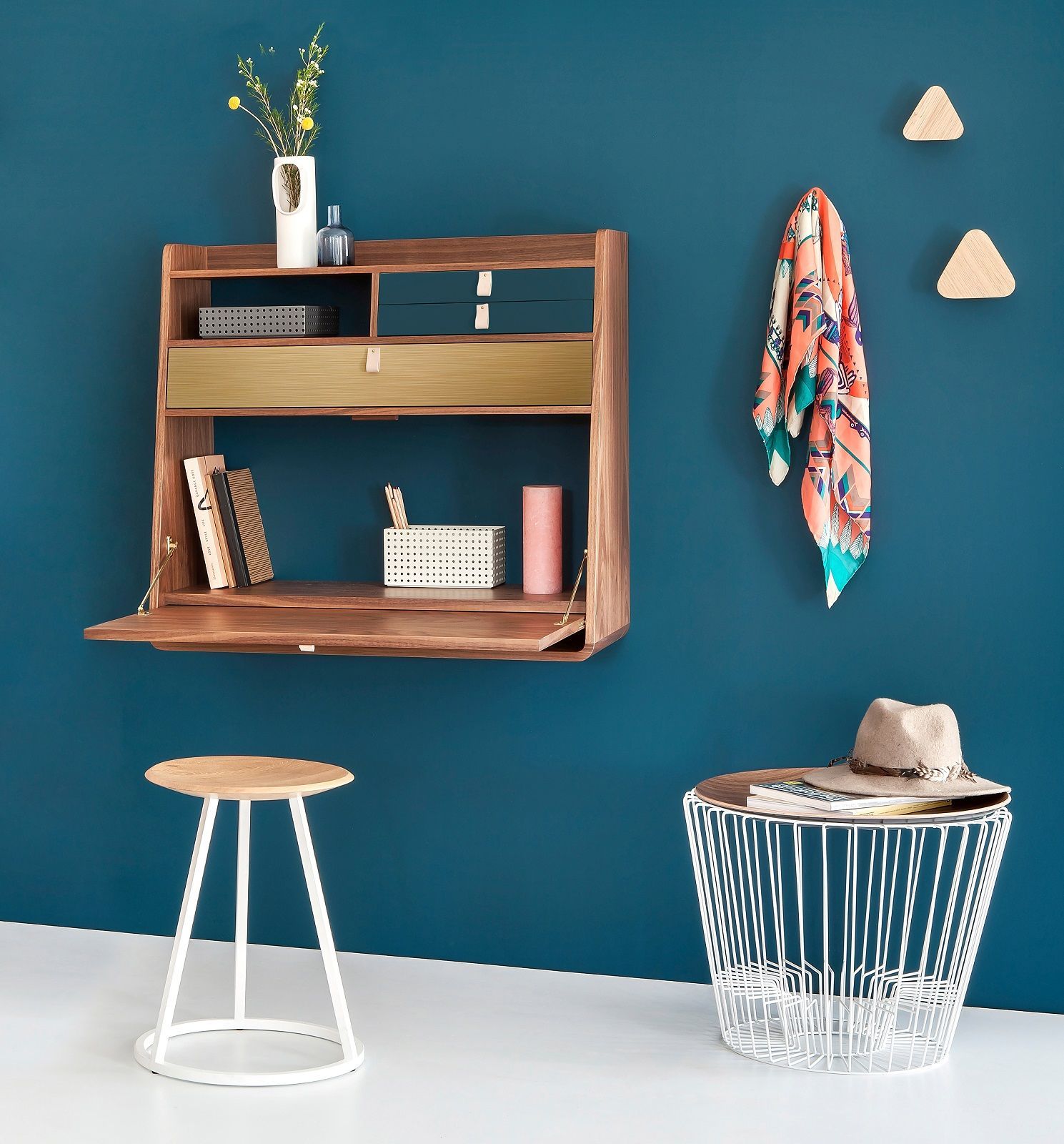 Gaston Wall Secretary 80 Hartô Oak + petrol blue