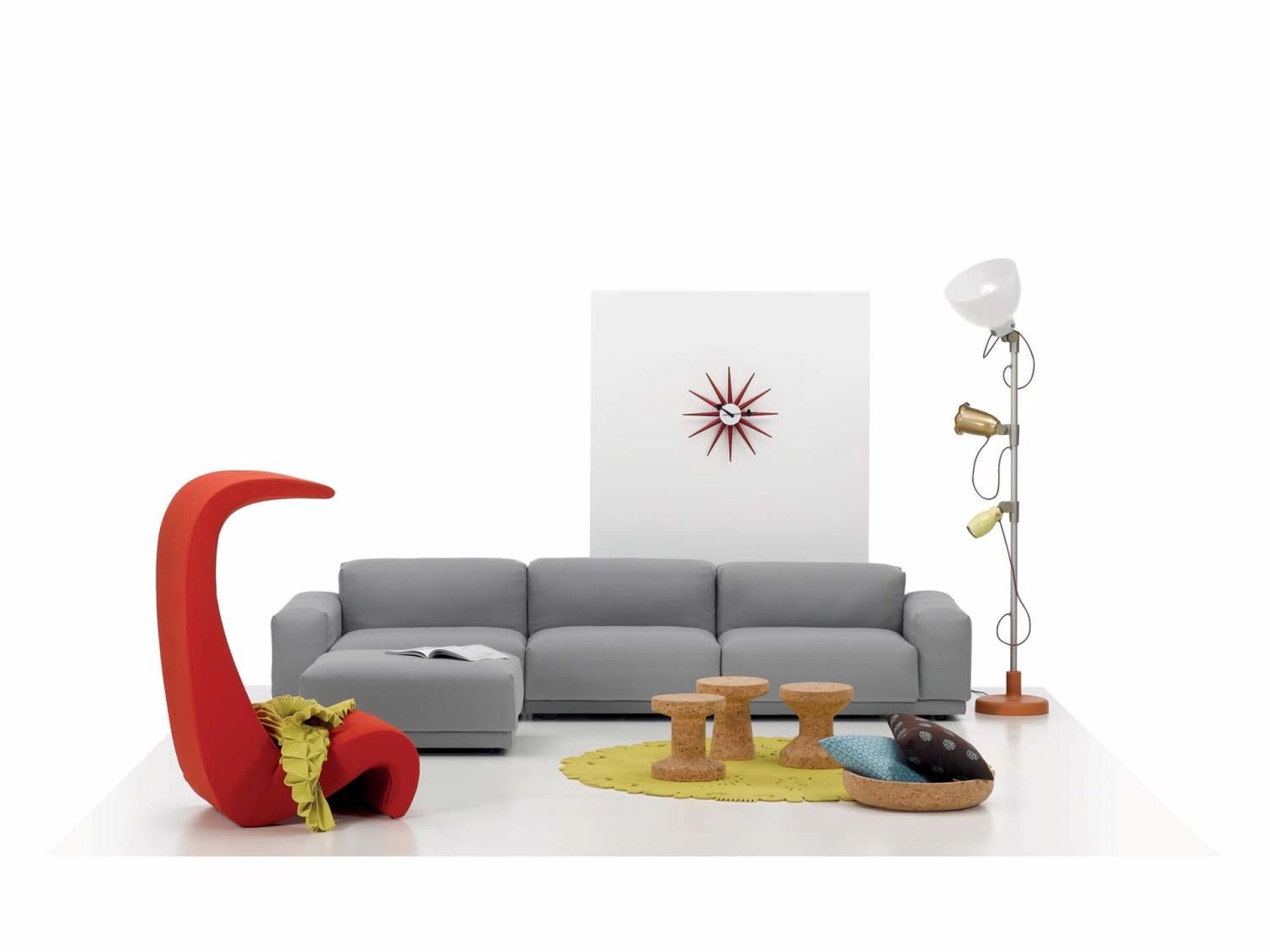 Sunburst Clock Wall Clock - red Vitra