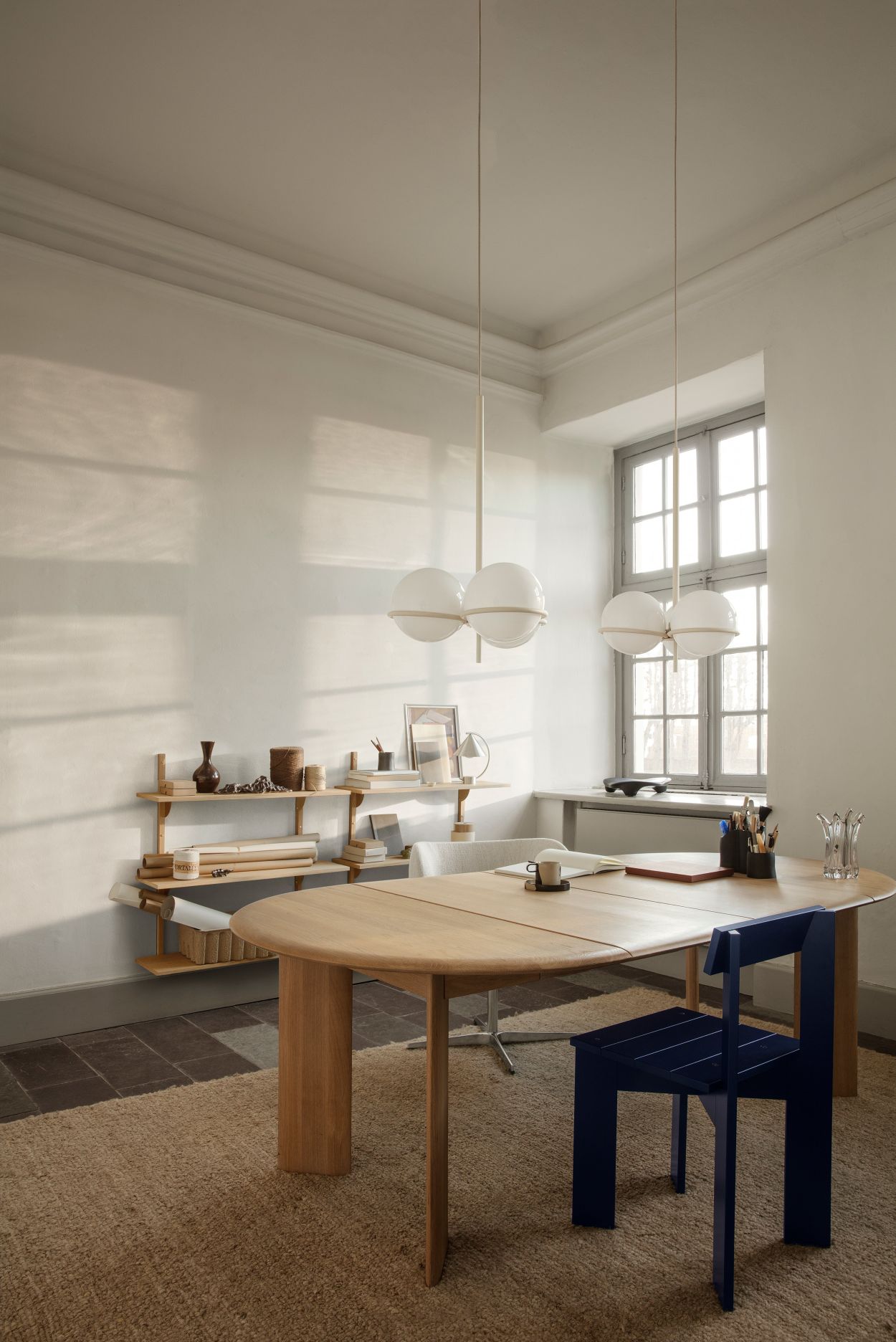 Ark Dining Chair Ferm Living Beech blue lacquered Ark Dining Chair Ferm Living Beech blue lacquered