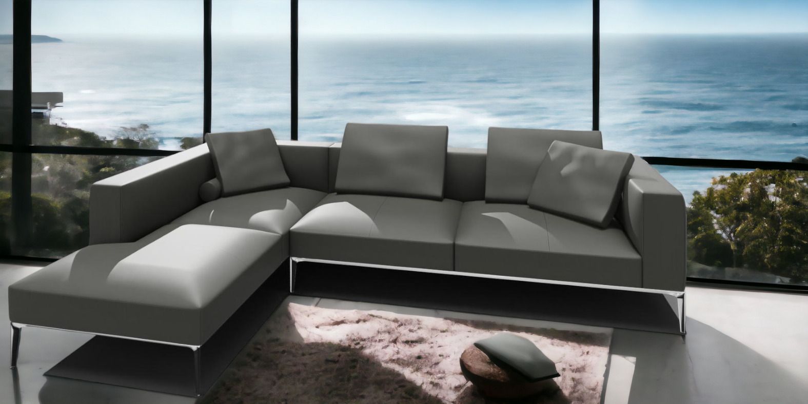 Jaan Living 3 Seater Sofa with 2 Back Cushions, 2 Comfort Cushions & 2 Comfort Castors Combi A21 Walter Knoll Fabric Garbo Moonlight