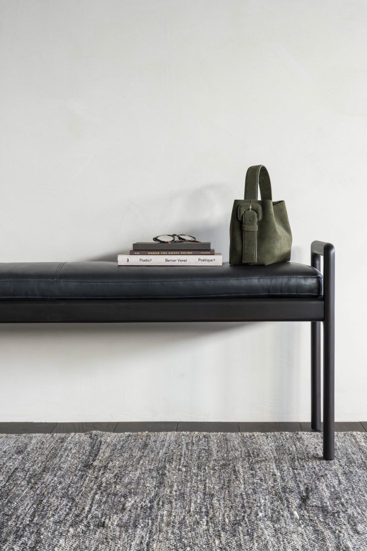 Jack Bench Bench with seat cushion leather black Ethnicraft