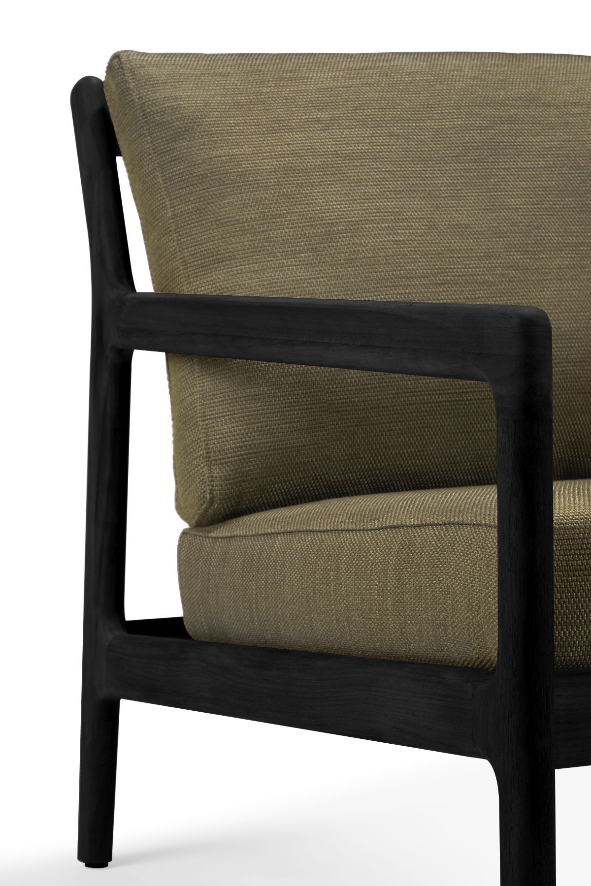 Jack Outdoor Lounge Chair, Teak, Black Lacquered, Green Fabric, Ethnicraft