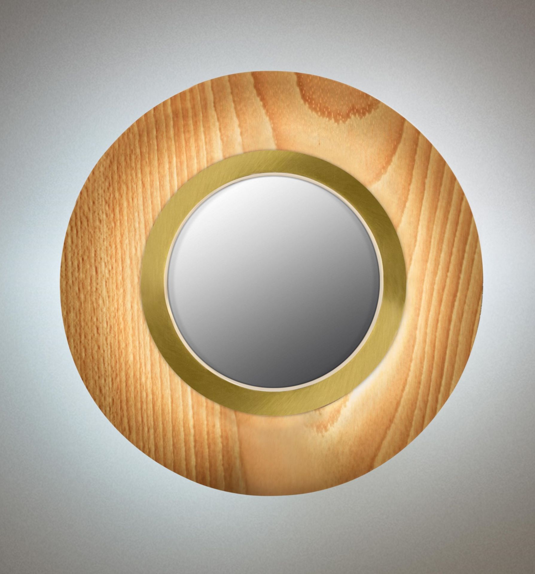 Lens LED Wall Light Round Metal Ring in Gold Beech LZF Lamps