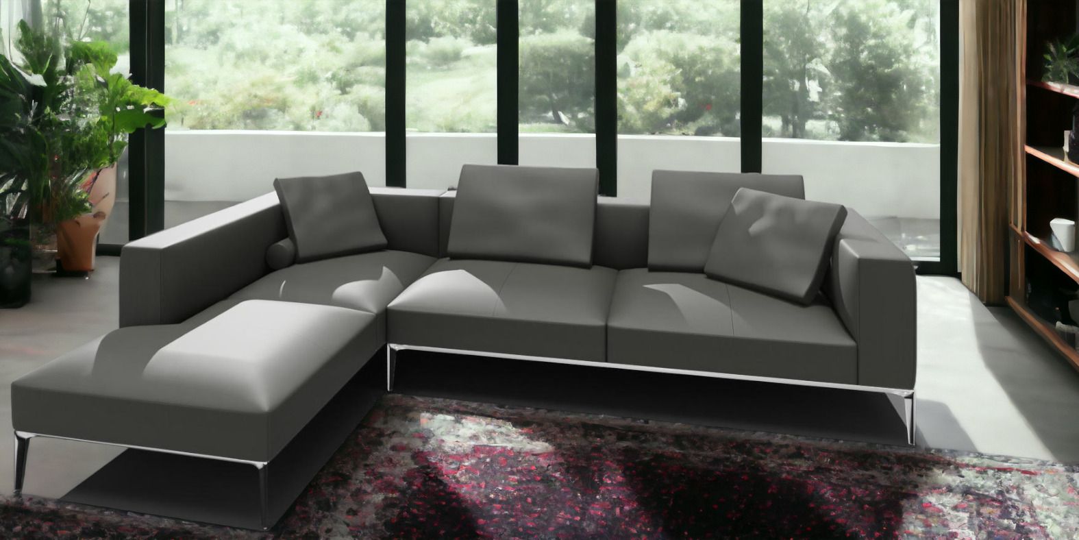 Jaan Living 3 Seater Sofa with 2 Back Cushions, 2 Comfort Cushions & 2 Comfort Castors Combi A21 Walter Knoll Fabric Garbo Moonlight