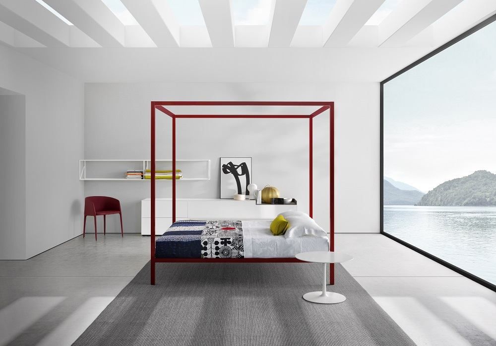 Aluminium Canopy bed laquered MDF Italia