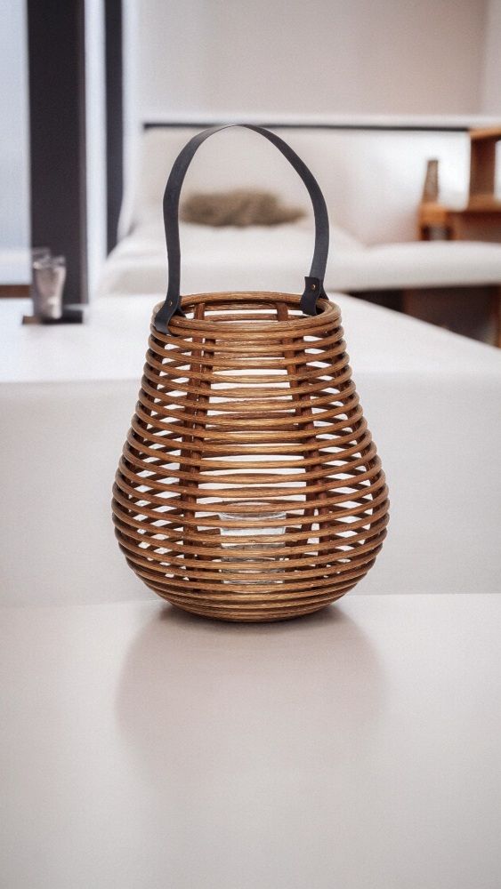 Lantern with Glass Rattan Hübsch Interior