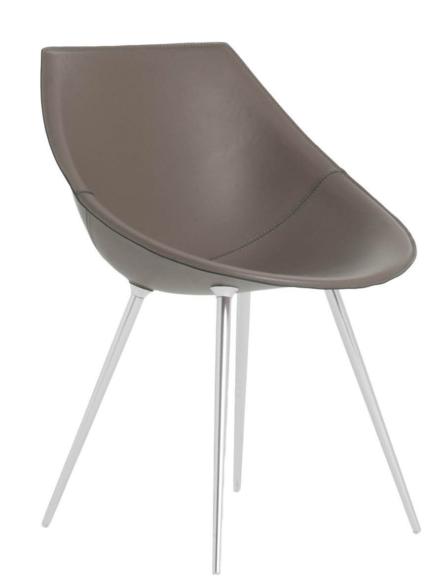 LAGO Chair with Armrests (Leather legs) Driade Dark beige